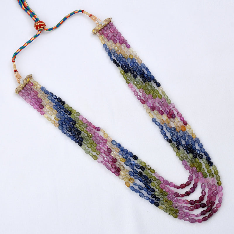 Natural Multi Sapphire Beaded Necklace