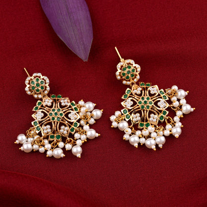 Flower Design Gold Plated Jadaau Necklace Set