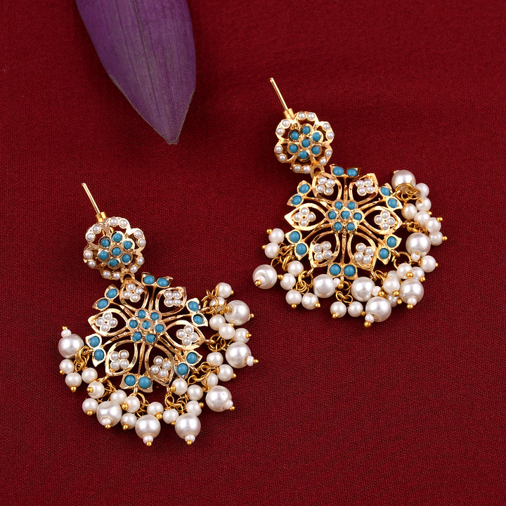 Flower Design Gold Plated Jadaau Necklace Set