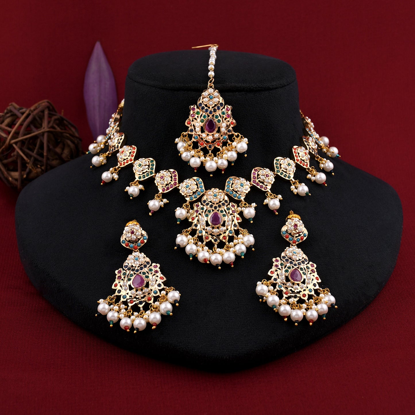 Gold Plated Jadaau Necklace Set