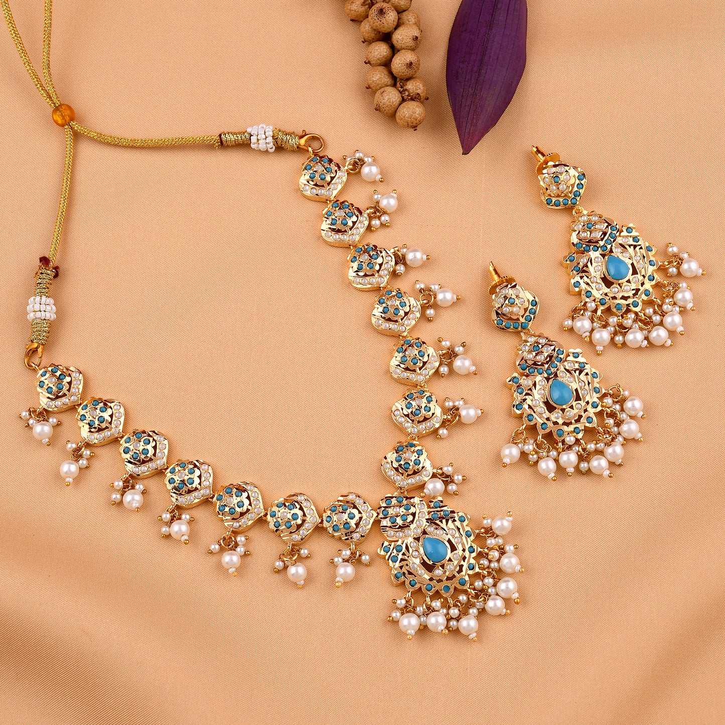 Gold Plated Jadaau Necklace Set