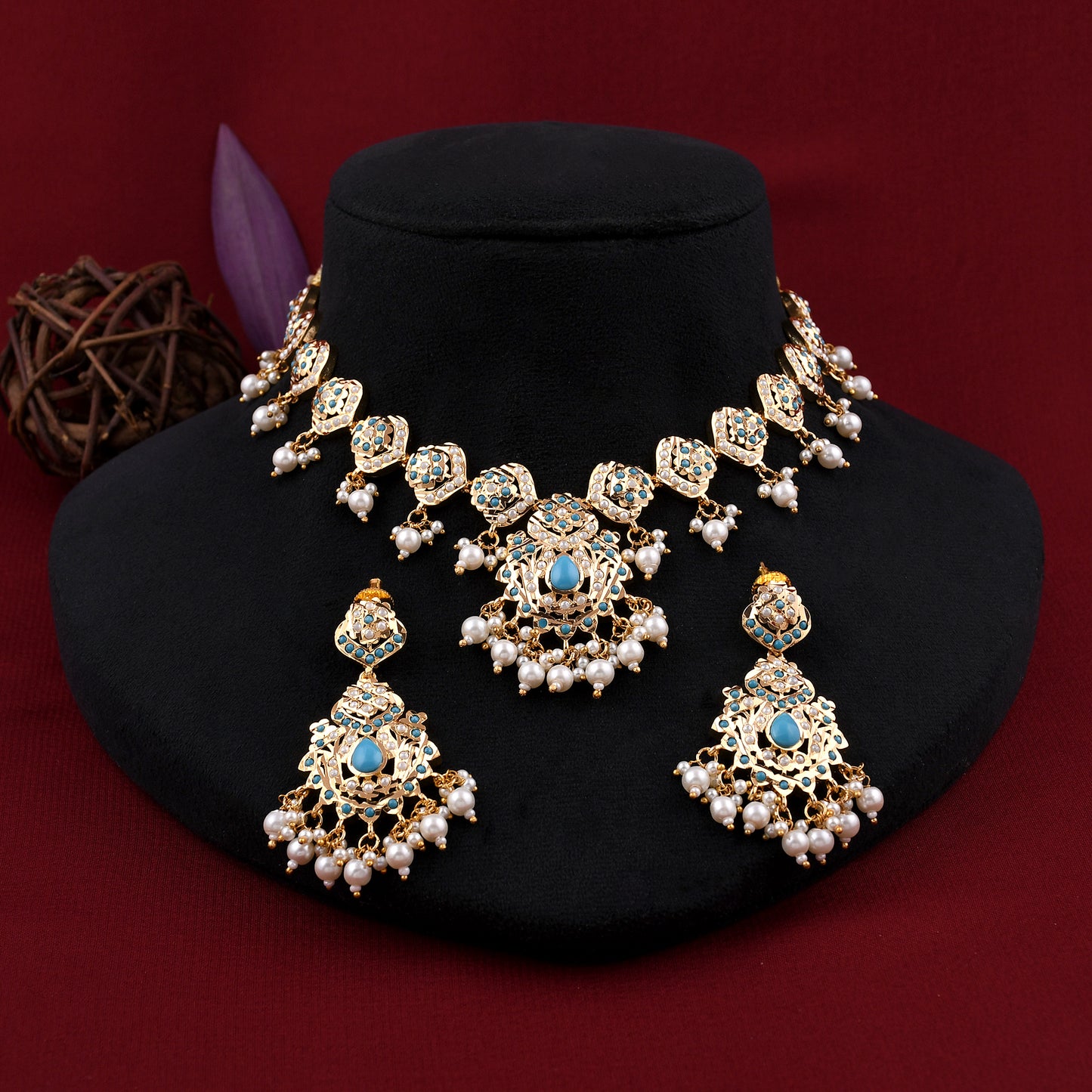 Gold Plated Jadaau Necklace Set