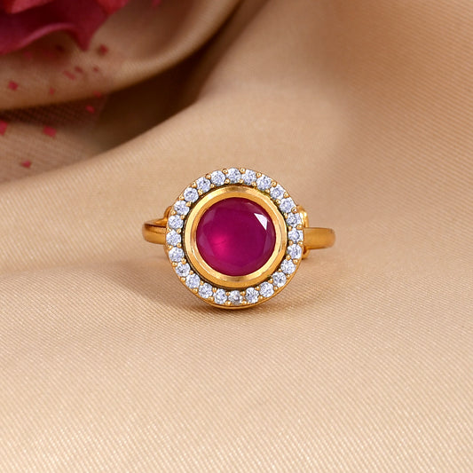 Gold Plated Kundan Polki Adjustable Ring