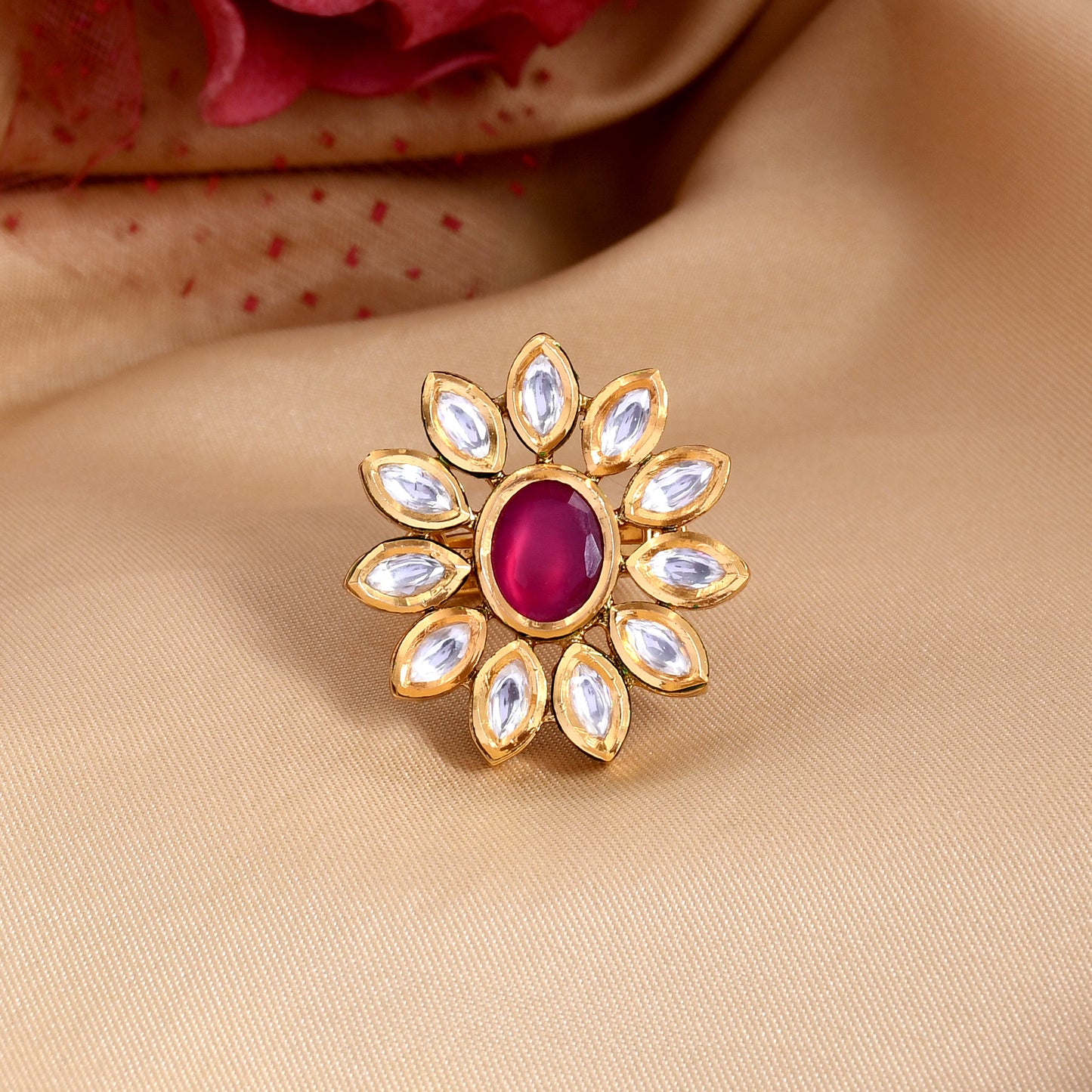 Flower Decision Kundan Polki Ring