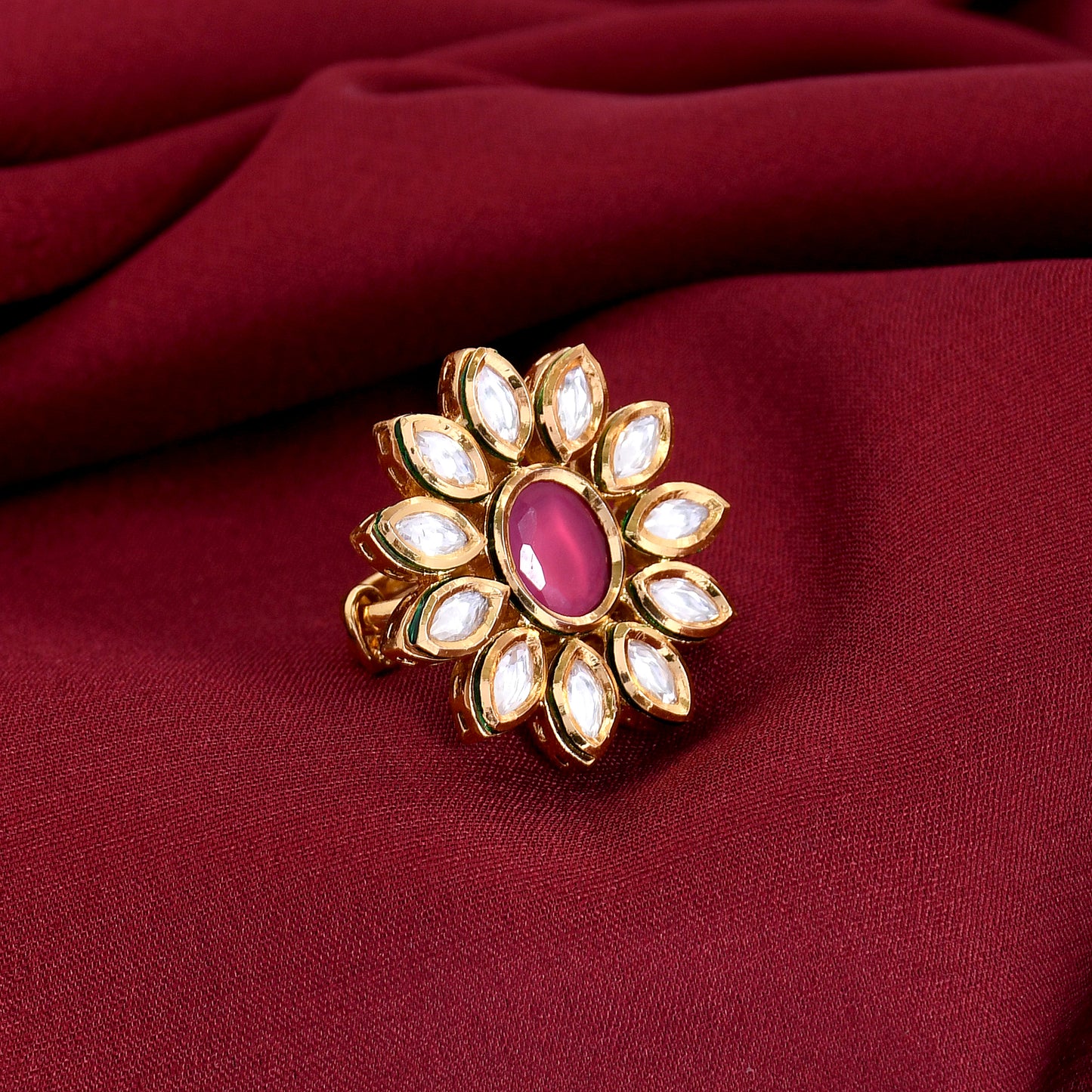 Flower Decision Kundan Polki Ring