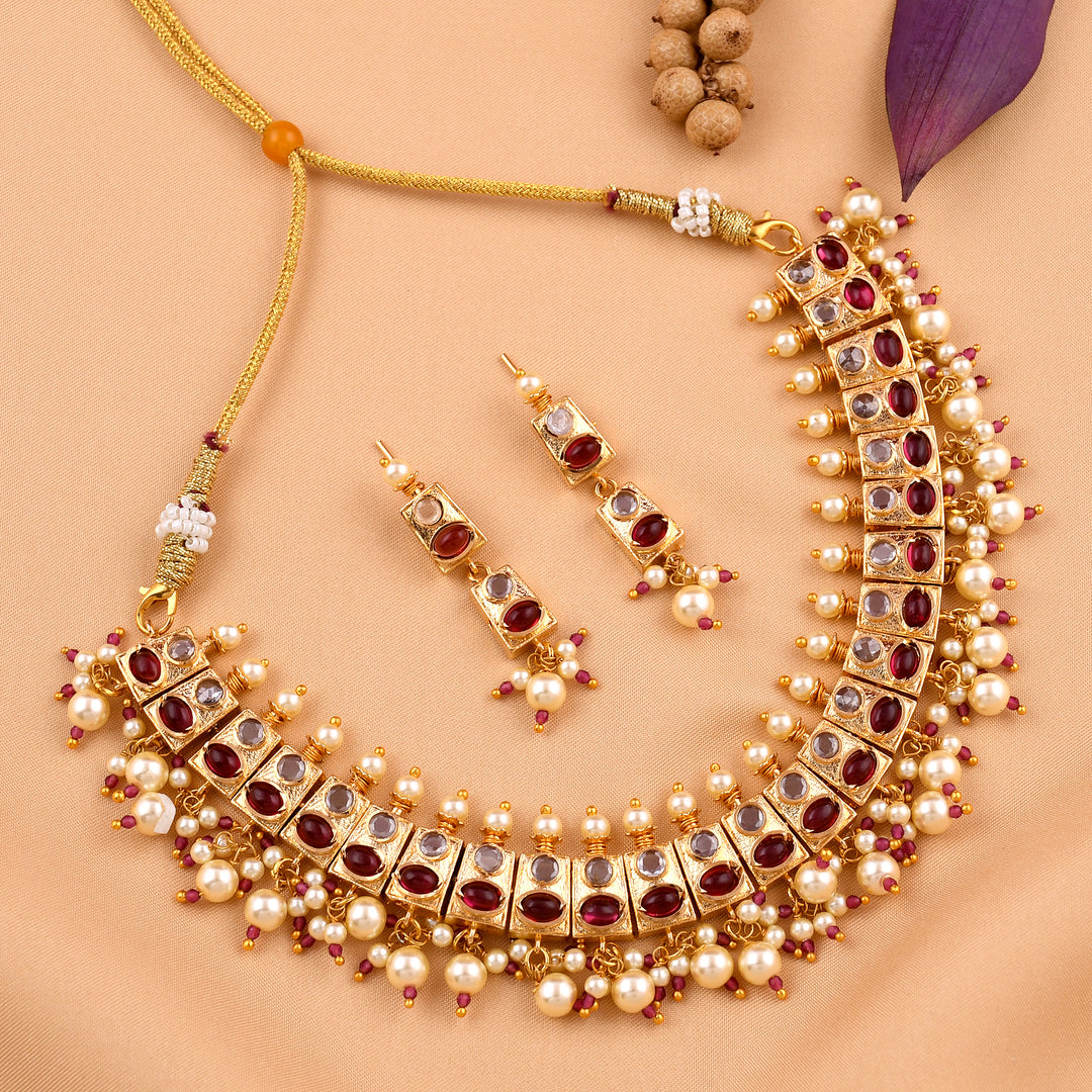 Rajwadi Design Jadau Necklace Set