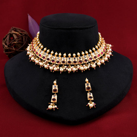 Rajwadi Design Jadau Necklace Set
