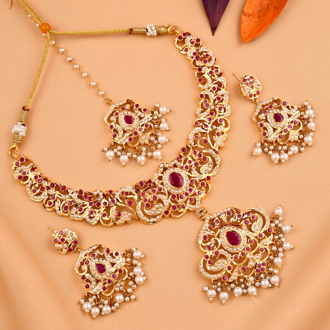 Gold Plated Jadaau Necklace Set