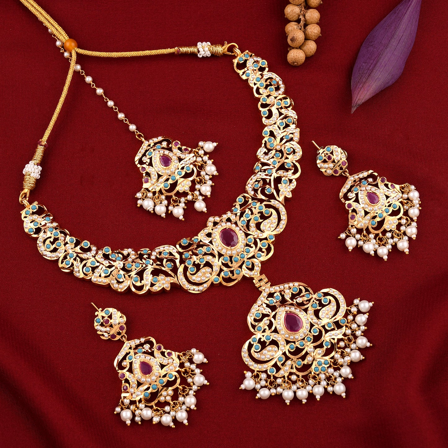 Gold Plated Jadaau Necklace Set