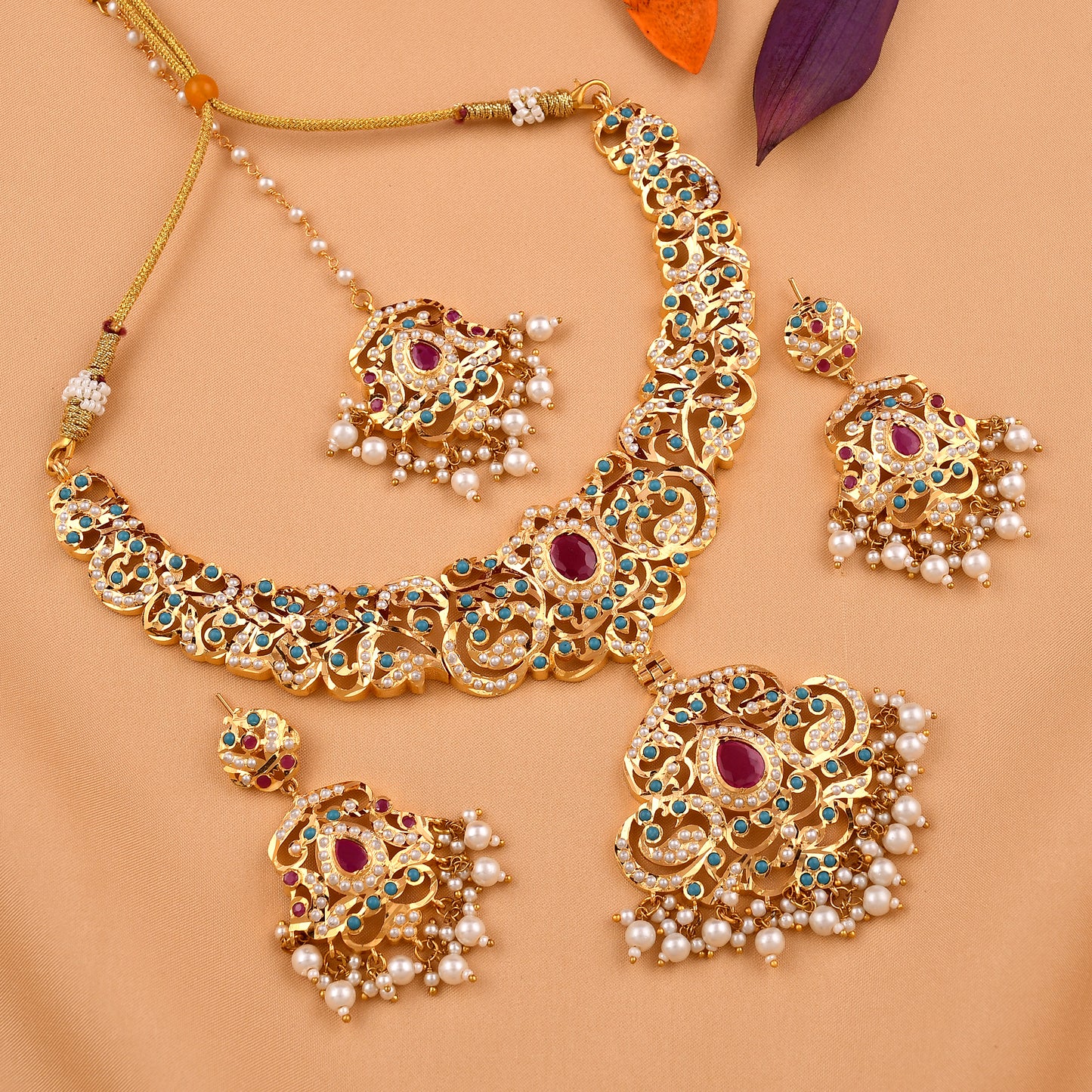 Gold Plated Jadaau Necklace Set
