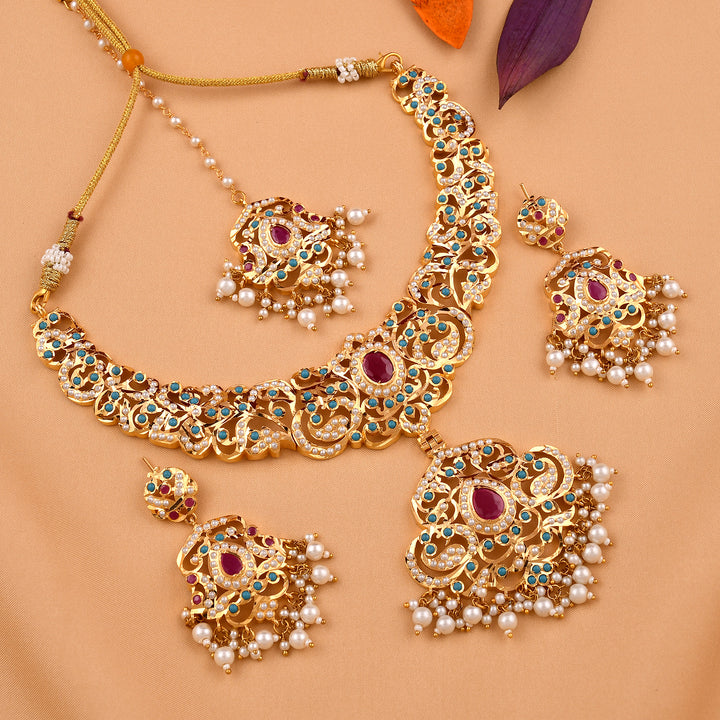 Gold Plated Jadaau Necklace Set