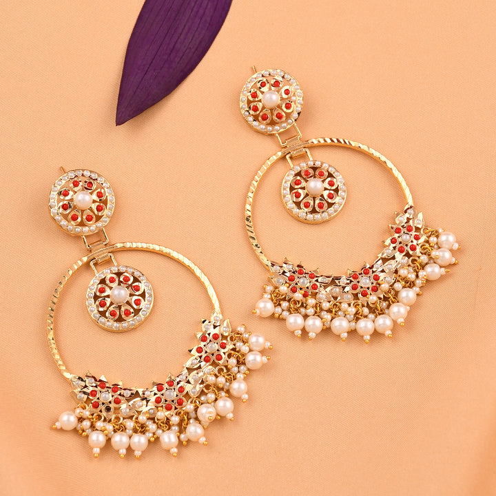 Jadaau Navratna Chandbali Earrings