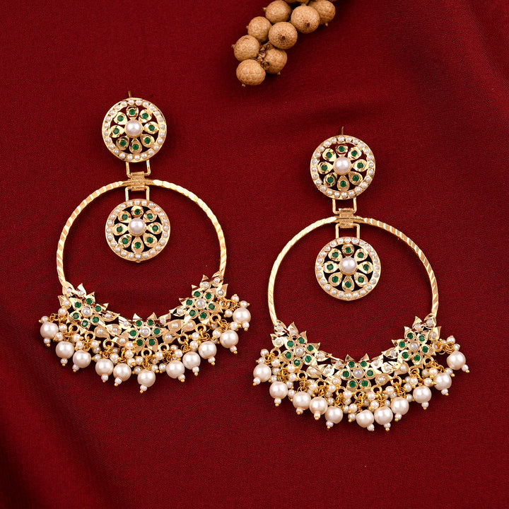 Jadaau Navratna Chandbali Earrings