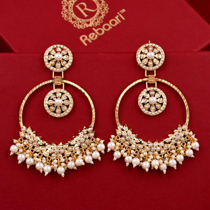 Jadaau Navratna Chandbali Earrings