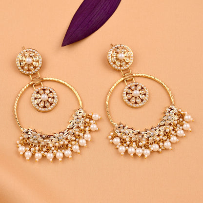 Jadaau Navratna Chandbali Earrings