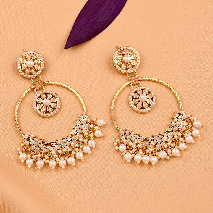 Jadaau Navratna Chandbali Earrings
