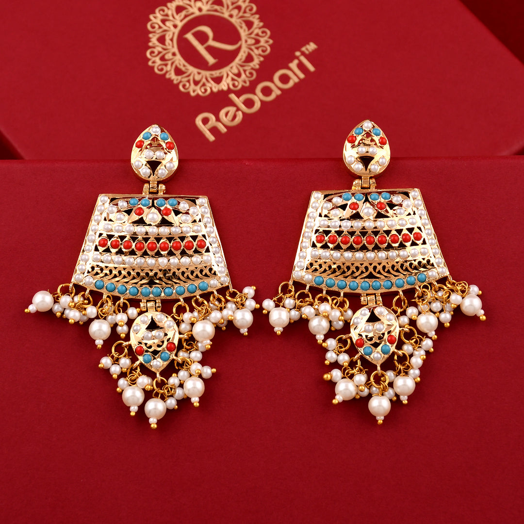 Jadaau Chandbali Pearl  Earrings