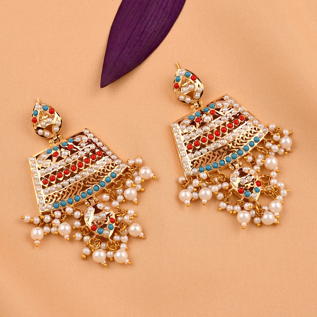 Jadaau Chandbali Pearl  Earrings