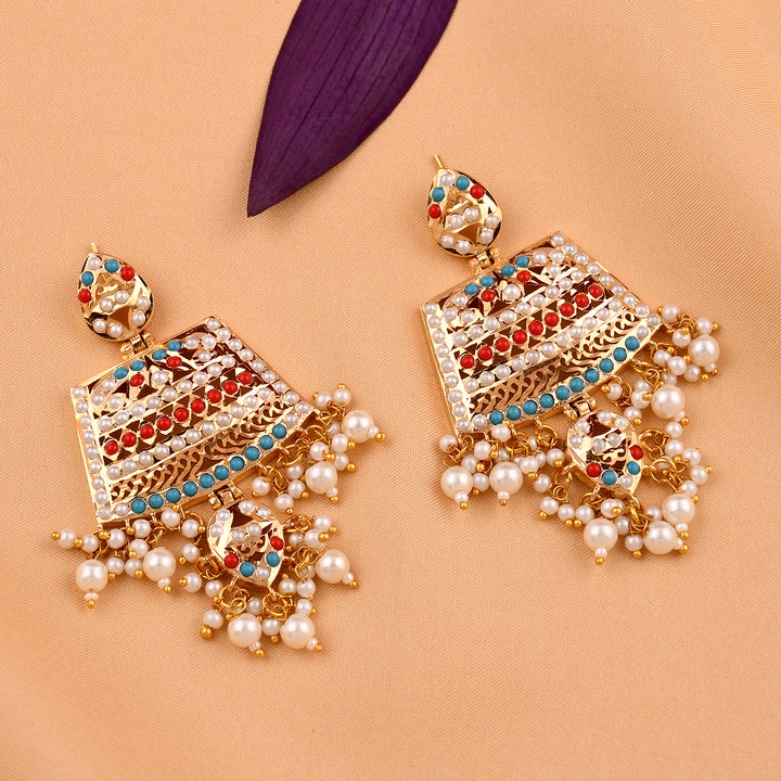 Jadaau Chandbali Pearl  Earrings