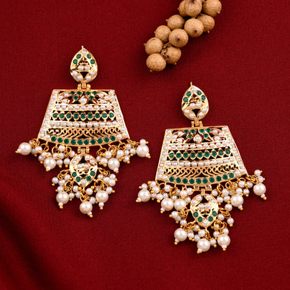 Gold Finish Chandbali Pearl  Earrings