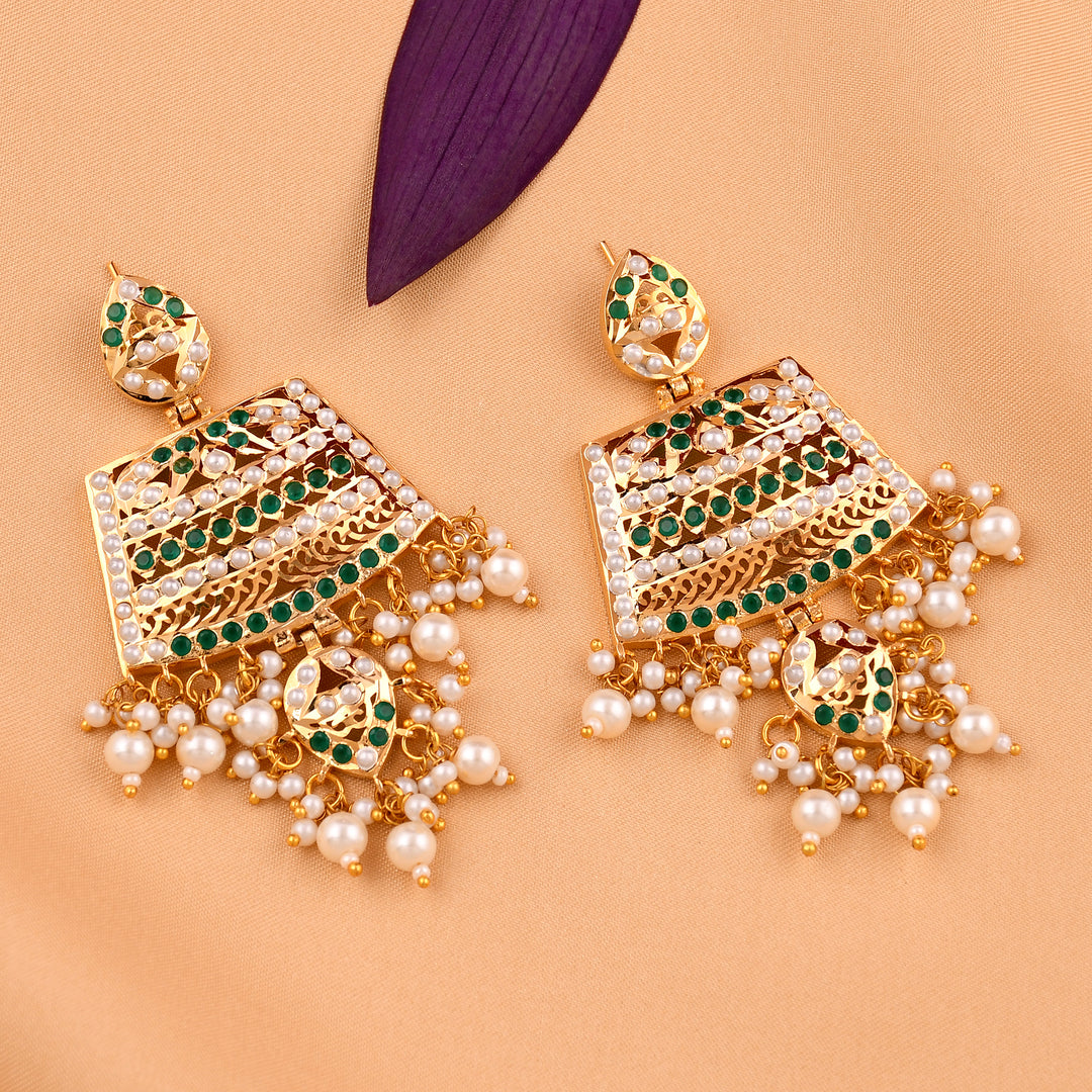 Gold Finish Chandbali Pearl  Earrings