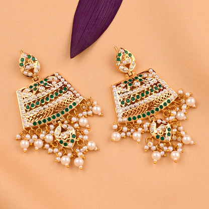 Gold Finish Chandbali Pearl  Earrings
