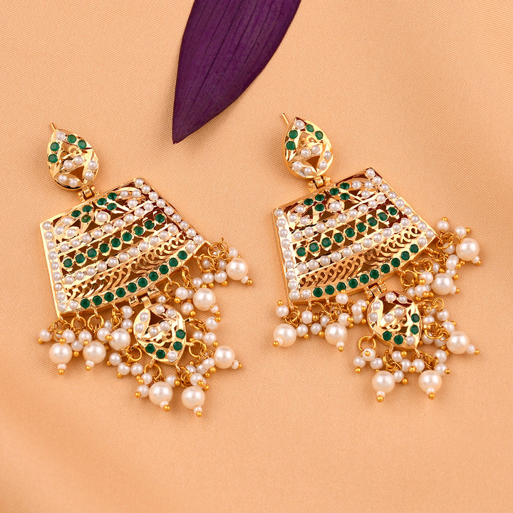Gold Finish Chandbali Pearl  Earrings
