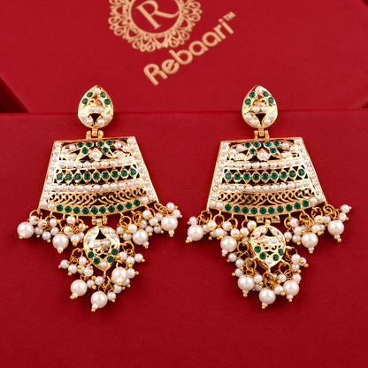 Gold Finish Chandbali Pearl  Earrings
