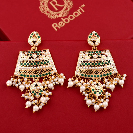 Gold Finish Chandbali Pearl  Earrings