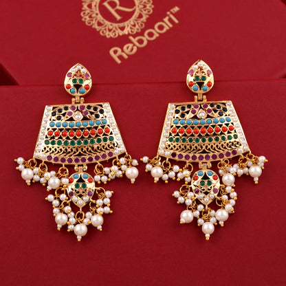 Gold Finish Chandbali Pearl  Earrings