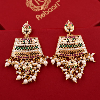 Gold Finish Chandbali Pearl  Earrings
