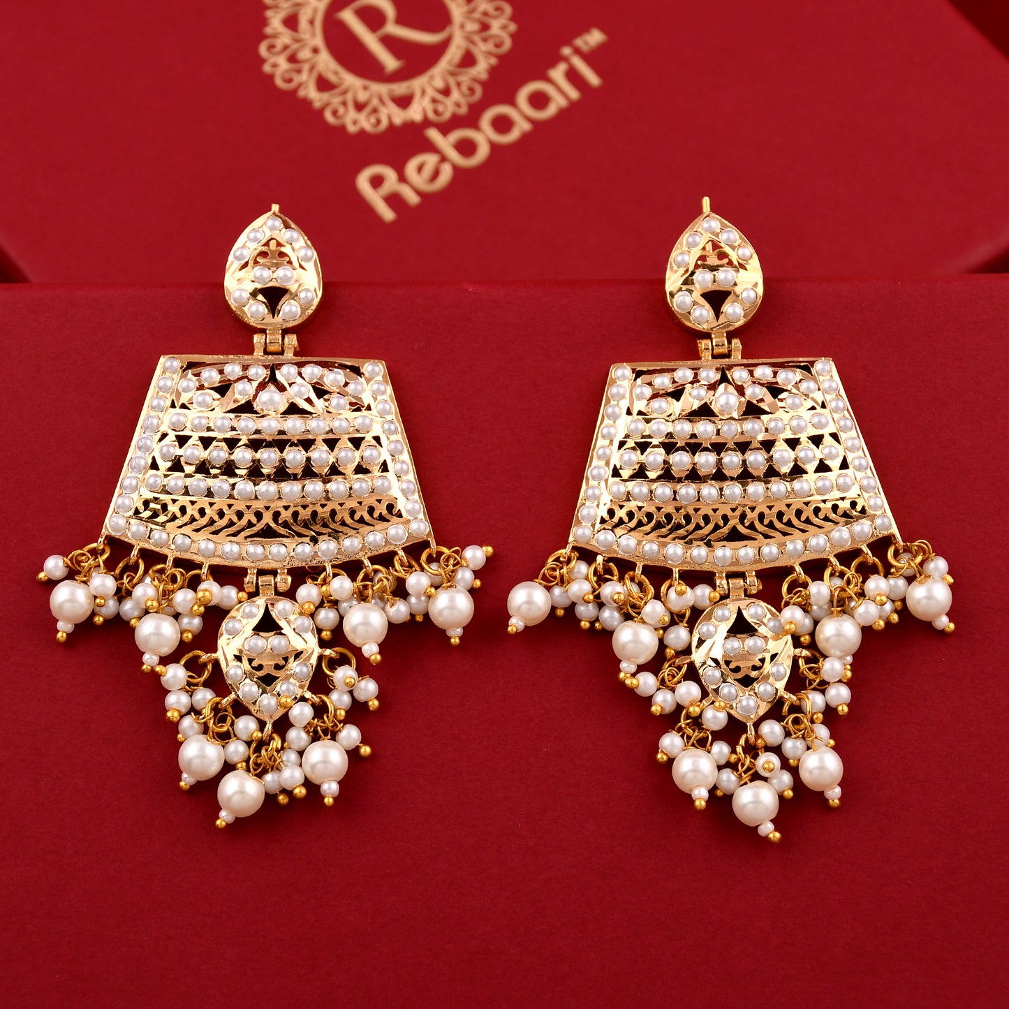 Jadaau Chandbali Pearl  Earrings