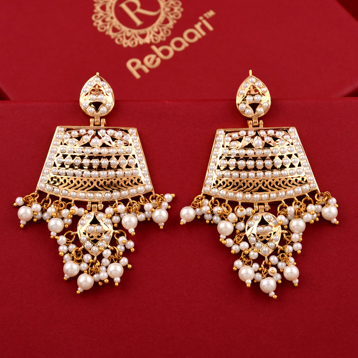 Jadaau Chandbali Pearl  Earrings