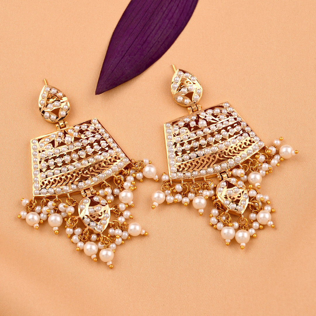 Jadaau Chandbali Pearl  Earrings