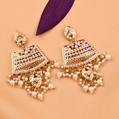 Jadaau Chandbali Pearl  Earrings
