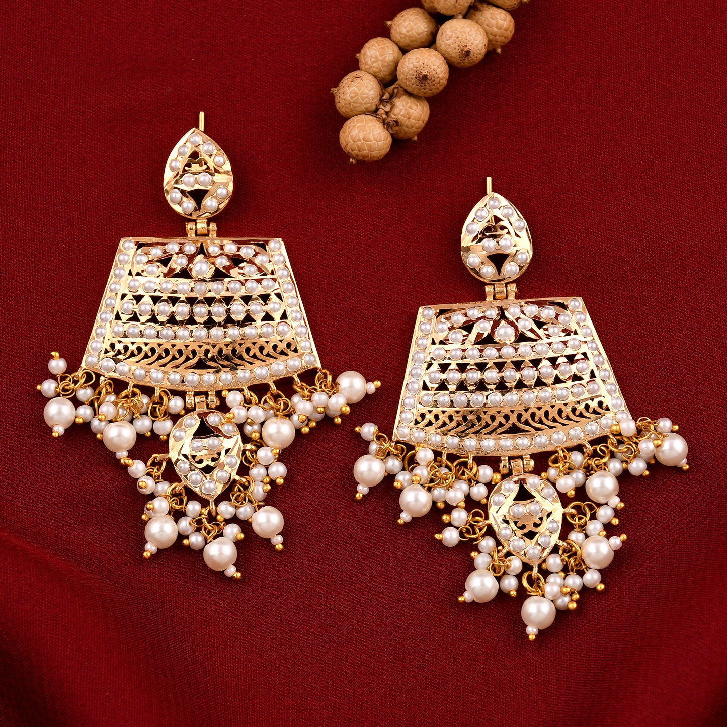 Jadaau Chandbali Pearl  Earrings