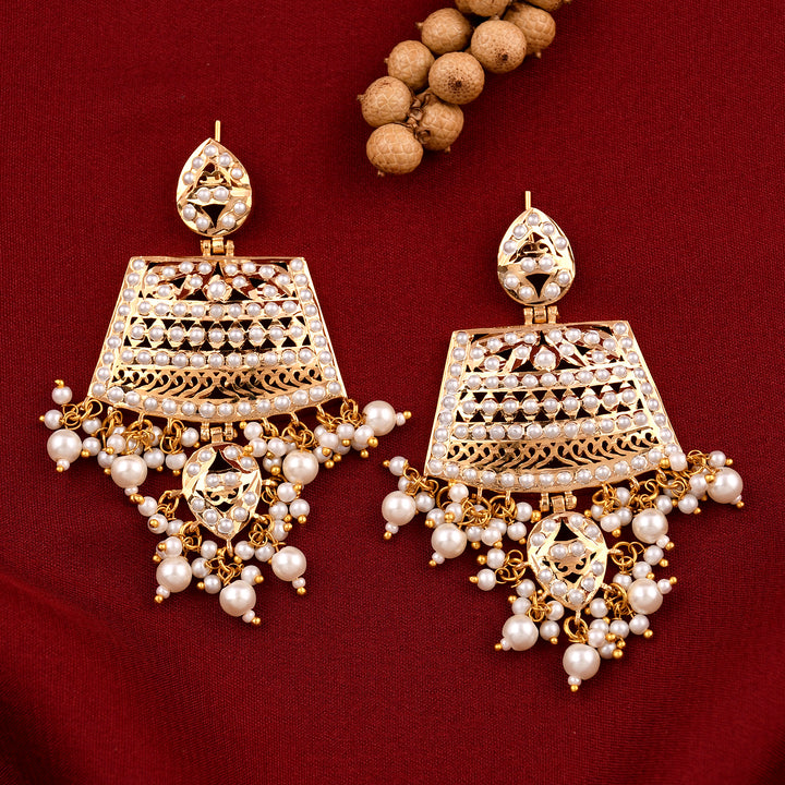 Jadaau Chandbali Pearl  Earrings