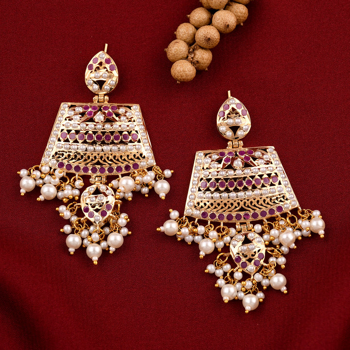 Jadaau Chandbali Pearl  Earrings