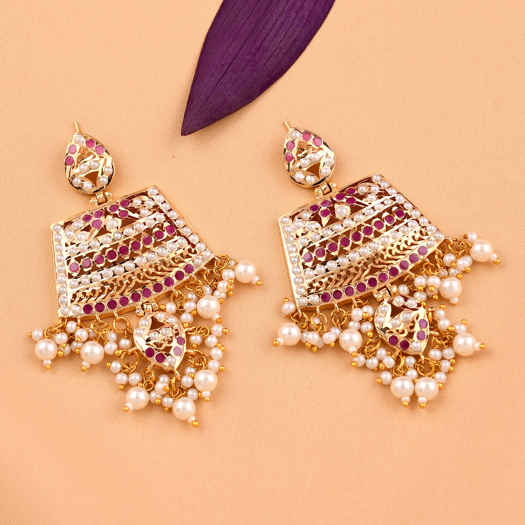 Jadaau Chandbali Pearl  Earrings
