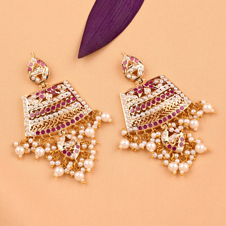 Jadaau Chandbali Pearl  Earrings