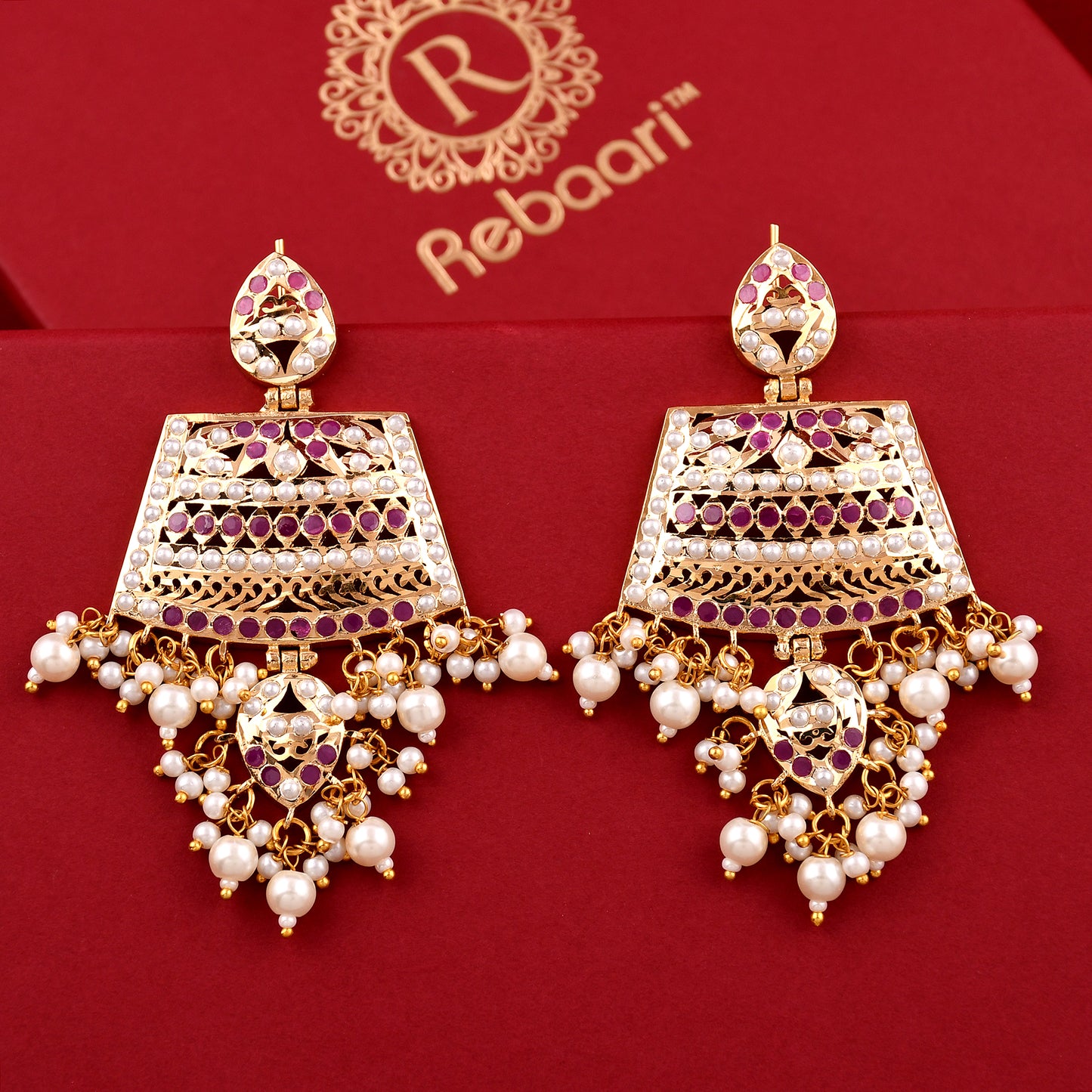 Jadaau Chandbali Pearl  Earrings