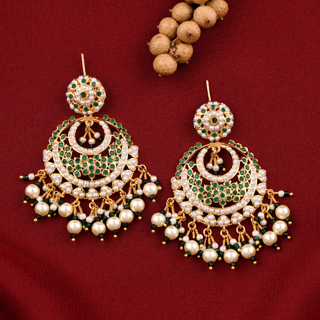 Delicate Jadaau Chandbali Earrings