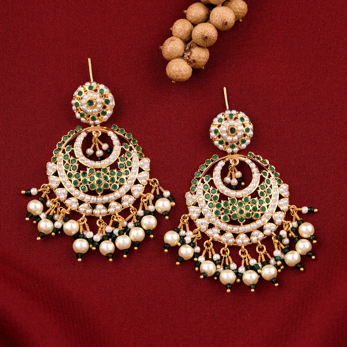 Delicate Jadaau Chandbali Earrings
