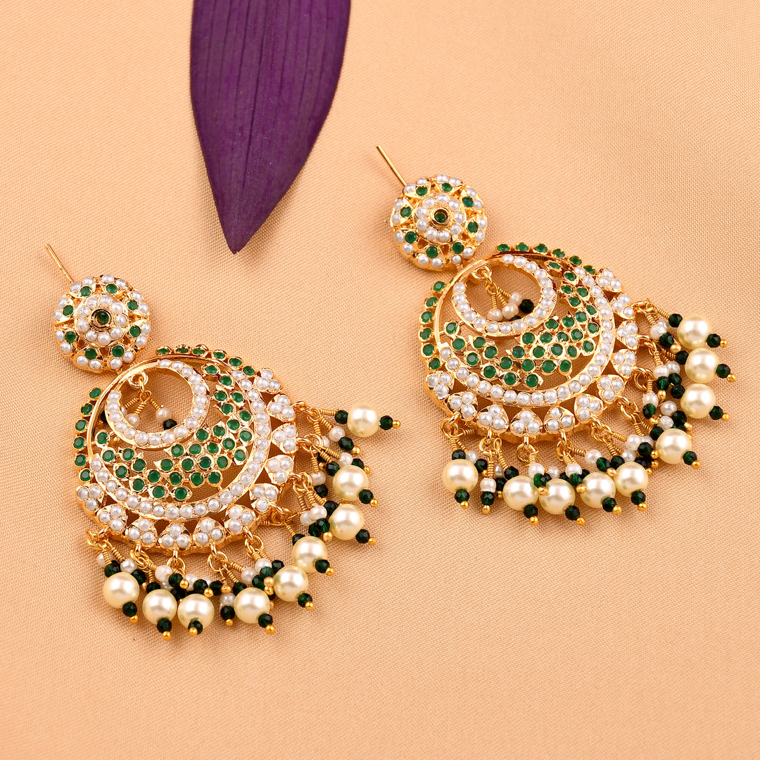 Delicate Jadaau Chandbali Earrings