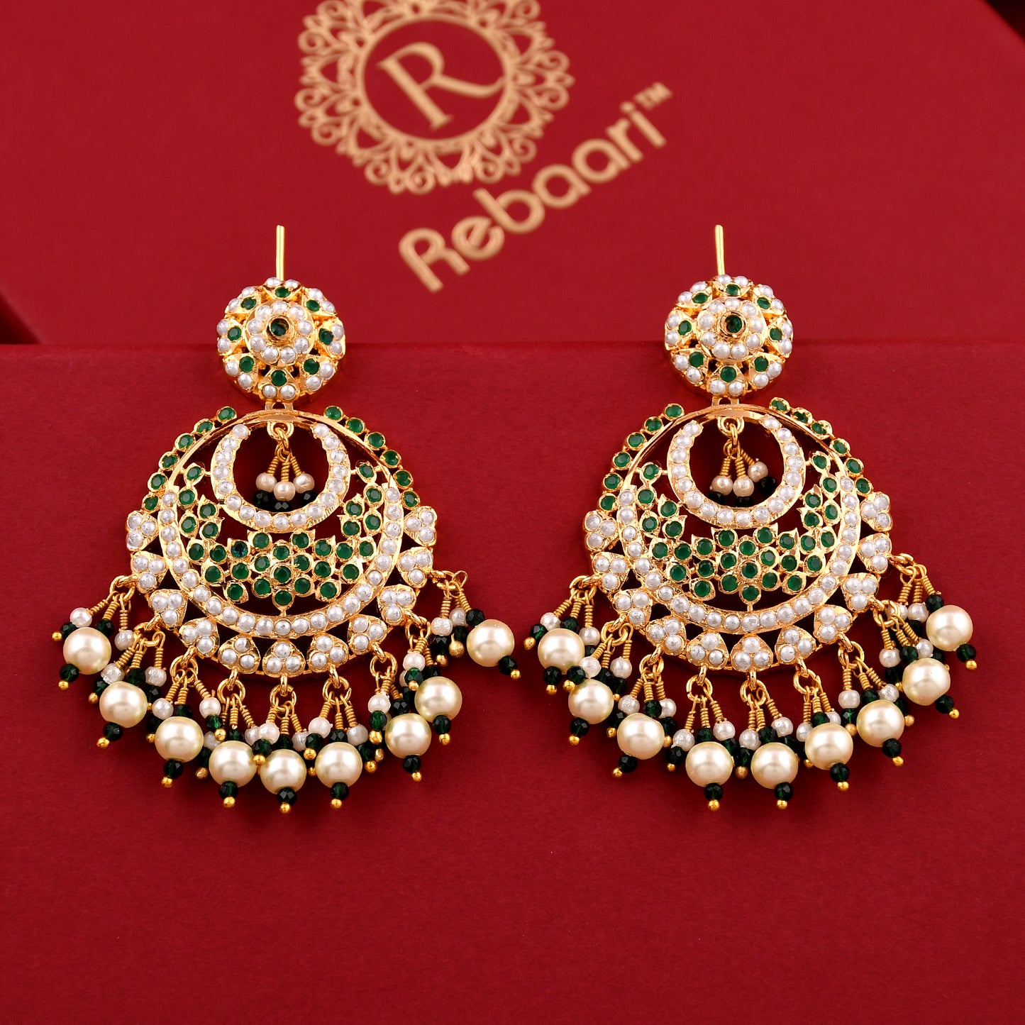Delicate Jadaau Chandbali Earrings