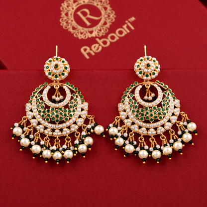 Delicate Jadaau Chandbali Earrings