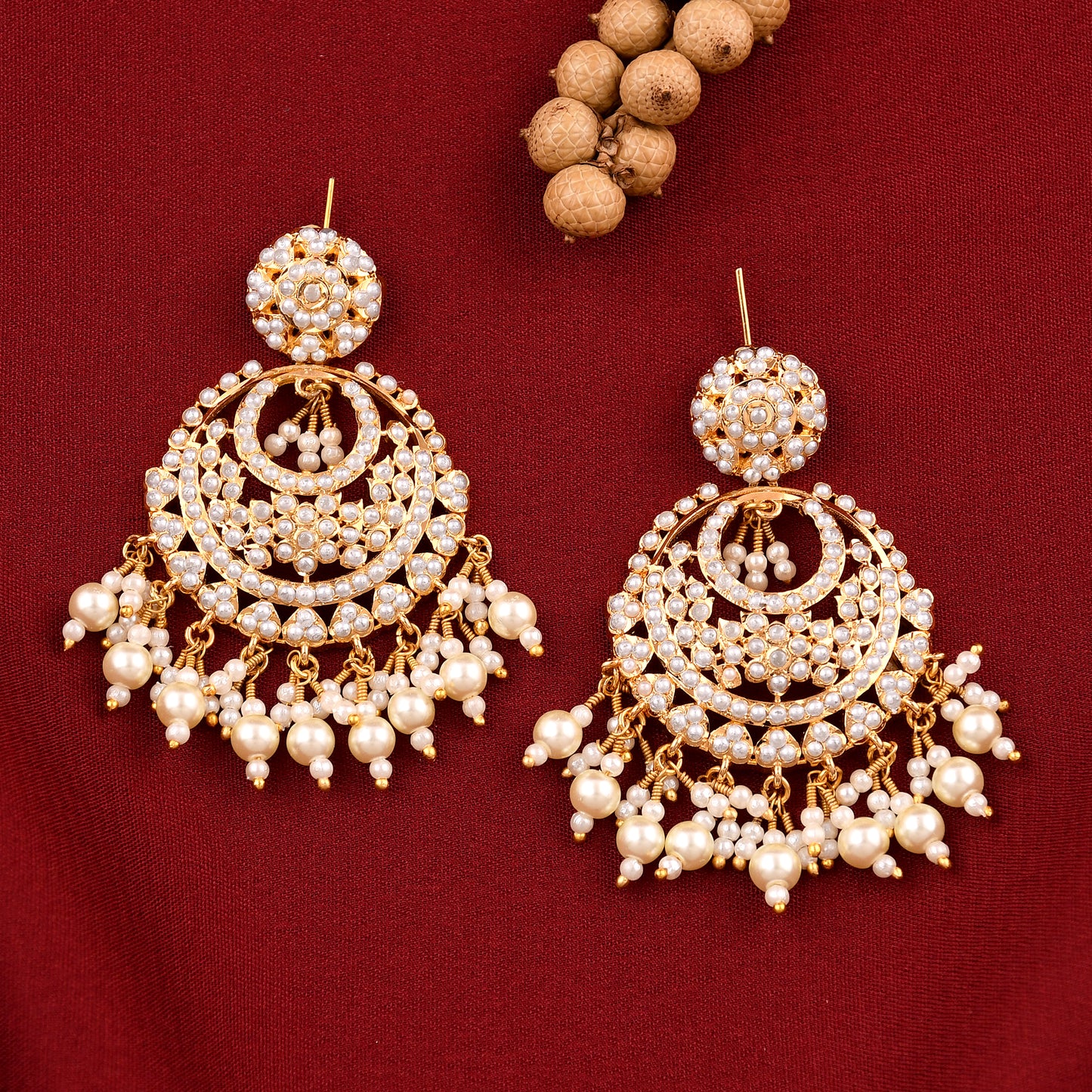 Delicate Jadaau Chandbali Earrings