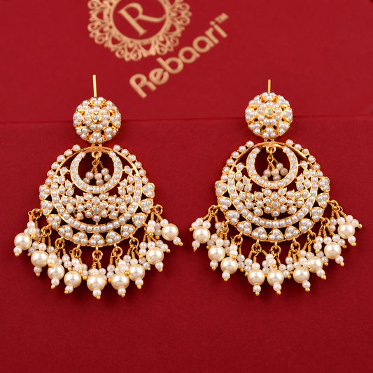 Delicate Jadaau Chandbali Earrings