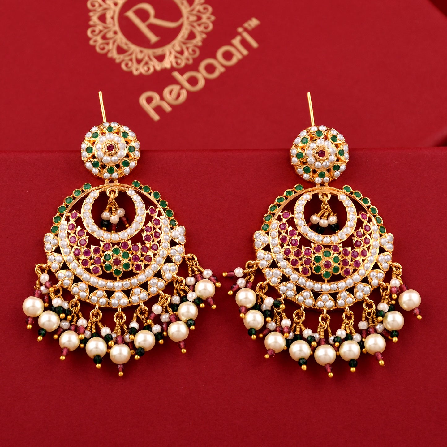Delicate Jadaau Chandbali Earrings