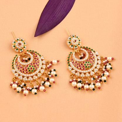 Delicate Jadaau Chandbali Earrings